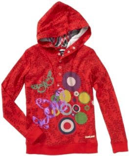 Desigual Girls 7 16 Embroidered Hoodie, Red, 11/12
