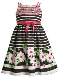 Girls 7 16 Stripe and Floral Print Sundress, Black/White, 12 Clothing