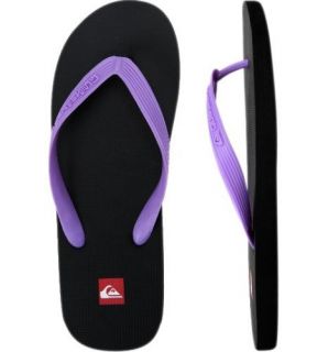  Quiksilver Oahu Flip Flops (12, Black/Lavender Strap) Shoes