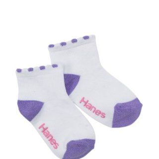 Hanes Toddler Girls Non Skid Ankle Socks, 4T 5T White/Asst Heel&Toe