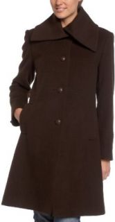 Womens Single Breasted Envelope Collar Walker, Espresso, 16 Clothing