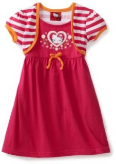 Hello Kitty Girls 2 6X Striped Shrug Dress, Pink, 2T