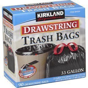 Kirkland Signature Drawstring Trash Bags   33 Gallon   Xl