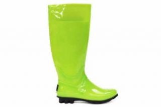 JuJu Womens Neon Green Rubber Boots 10 Shoes