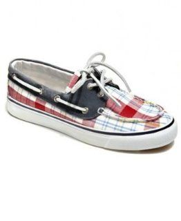 Top Sider Bahama Plaid 2 Eye Boat Shoe Red Madras/Navy 5.5M Shoes