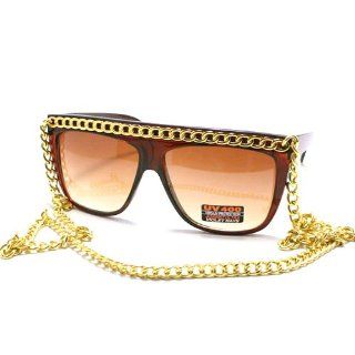 Flat Top Lady Chain Mobster Oversized Square Sunglasses
