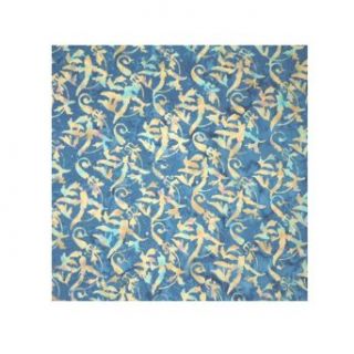 Blue Leafy Swirl Batik Handkerchief Clothing
