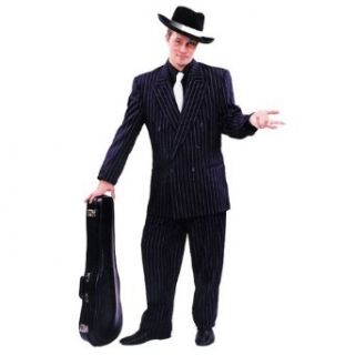 Black Gangster Zoot Suit with White Pin Stripe (Mens