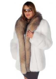 White Fox Fur Jacket   Crystal Fox Trim Clothing