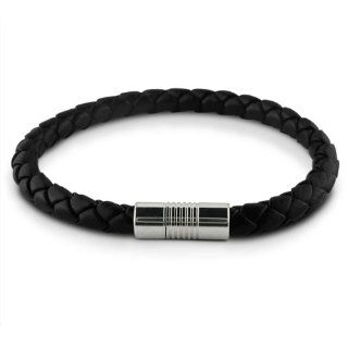 Braided Black Rubber and Stainless Steel Magnetic Mens