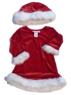Ashley Ann Infant Girls Sparkly Red Santa Dress with Fur