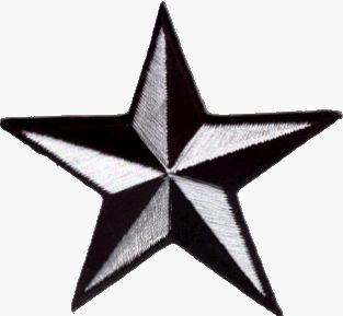 Black & White 3 Nautical Star   Embroidered Iron On or