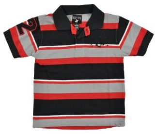 Beverly Hills Polo Boys S/S Striped Black Gray Red Polo