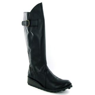 Fly London Mol Black Leather Womens Boots Shoes