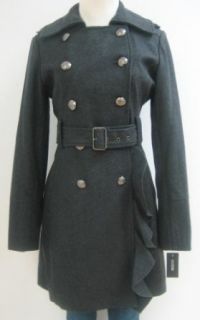 Guess Belted Military Wool Coat, Jacket, Charcoal, Xlarge