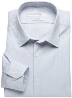 Mens Premium Corded Stripe Dress Shirt, Blue, 16 32/33 Clothing