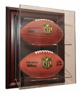 2 Football Case Up Display, Mahogany   Acrylic Football