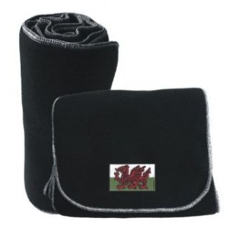 SOFT SCARF BLACK FLAG EMBROIDERY  WALES  COUNTRY