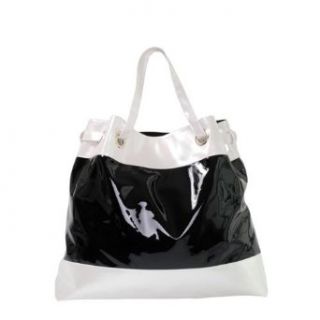 Murval of Paris Oversized Patent Leather Tote   Black and