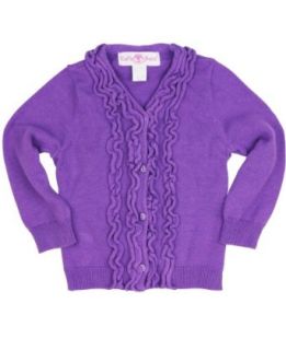 RuffleButts Toddler Girls Purple Sweater Knit Ruffled
