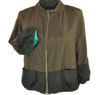 DKNY Silk Zip Jacket Brownstone P Clothing