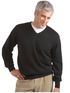 Nautica Mens Sportswear Solid V neck Sweater,Black,Small