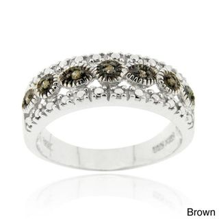 DB Designs Sterling Silver Black or Brown Diamond Accent Ring