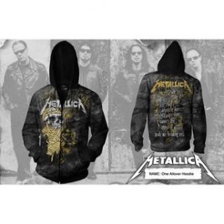 Metallica   Mens One Allover Zip Hooded Sweater In Black