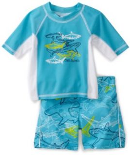 Osh Kosh Baby boys Infant Shark Rash Guard Set, Blue, 12