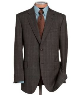 Wool Suit  Lt Brown Double Windowpane (LT BRWN WP, 40 LONG) Clothing