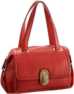 Calvin Klein Links and Locks Satchel,Coral,one size Shoes