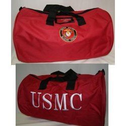 Red Marine Corps USMC Marines Logo Barrel Duffle Bag