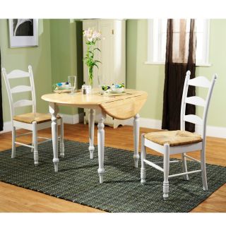 White Wood and Rush 3 piece Ladderback Dining Set Today $276.39 Sale
