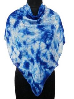 Iba 100% Pure Silk Bandana Scarf Blue Floral Printed Women