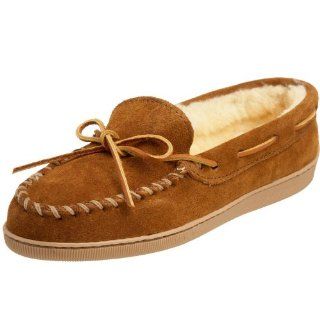 Womens Minnetonka Fleece Lined Slippers (#3502)   Brown Suede Shoes