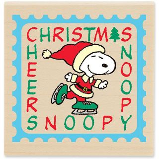 Peanuts Snoopy Christmas Postage Wood mounted Rubber Stamp