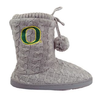 Womens University of Oregon Cable Knit Slipper Booties