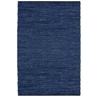 Hand woven Matador Blue Leather Rug (8 x 10)