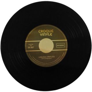 Coffret Dessous de Plat Aspect Vinyle 33 Tours Vintage Verre Croque