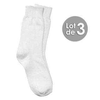 Lot de 3 chaussettes T31/35 Enfant Blanc   Achat / Vente CHAUSSETTES