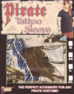 Adult Large   Pirate Costume Tattoo Arm Sleeve (One sleeve