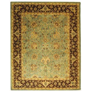 Handmade Traditions Teal/ Brown Wool Rug (96 x 136)