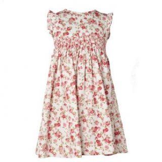 Kidiwi Red and Pink Cotton Flower Hand Smocked Dress