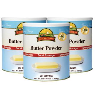 Pack of Three Cans of Augason Farms Sealed Natural Butter Powder
