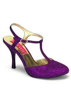 Purple Glitter T Strap Sandal   11 Shoes