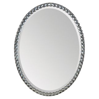 Ren Wil Silver Crystal Frame Oval Mirror