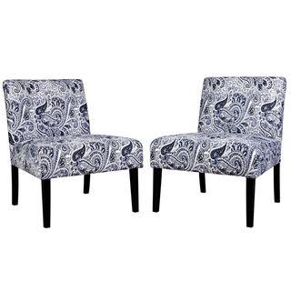 Portfolio Niles Navy Blue Paisley Armless Chairs (Set of 2
