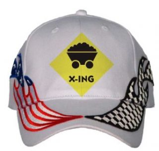 COAL MINER CROSSING USA Flag / Checker Racing Hat