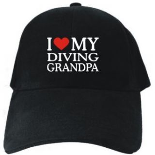 I LOVE Diving MY GRANDPA Black Baseball Cap Unisex