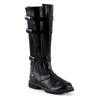 Black Knee High Boot Strap Detail Gothic MENS SIZING Low Heel FLAT